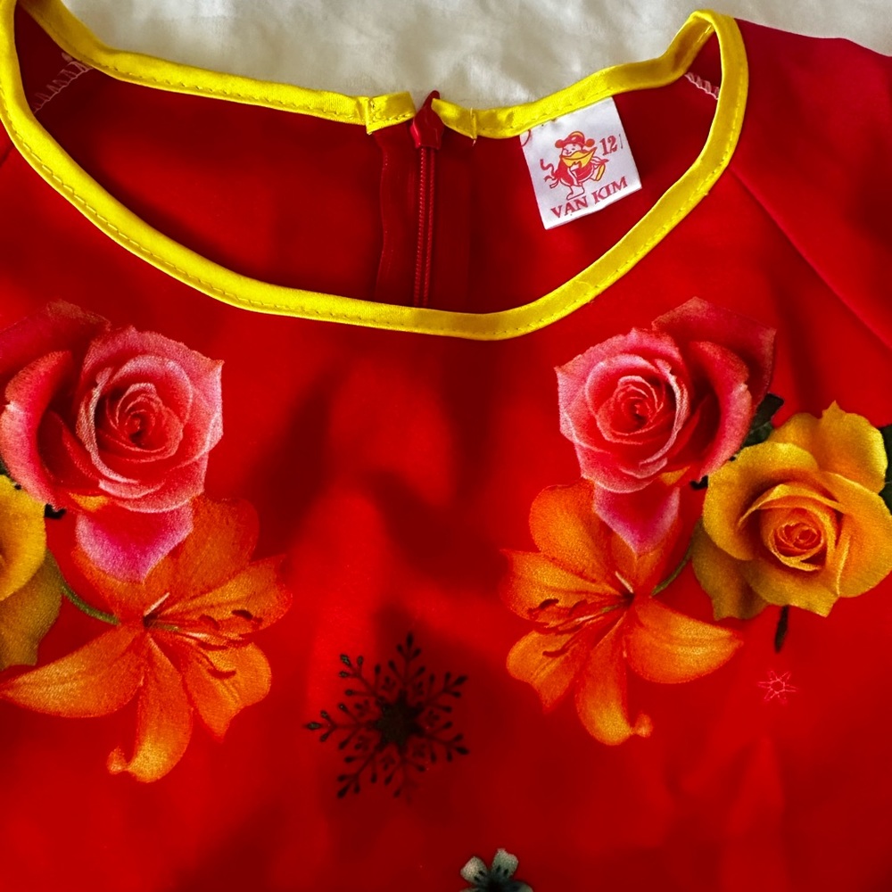 Girl red ao dai size 12